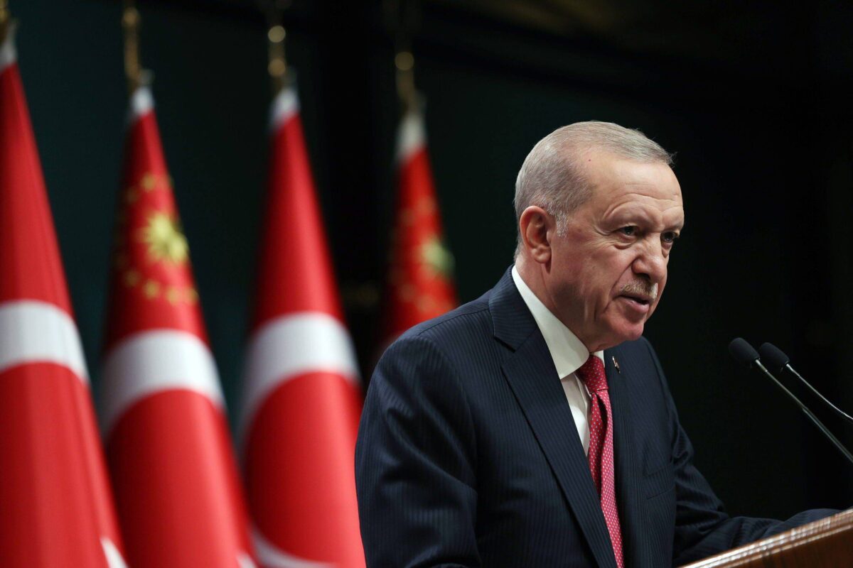 Turkish President Recep Tayyip Erdogan makes a speech as he holds a press conference after the cabinet meeting at the Presidential Complex in Ankara, Turkiye on July 02, 2024 [TUR Presidency / Murat Kula - Anadolu Agency]