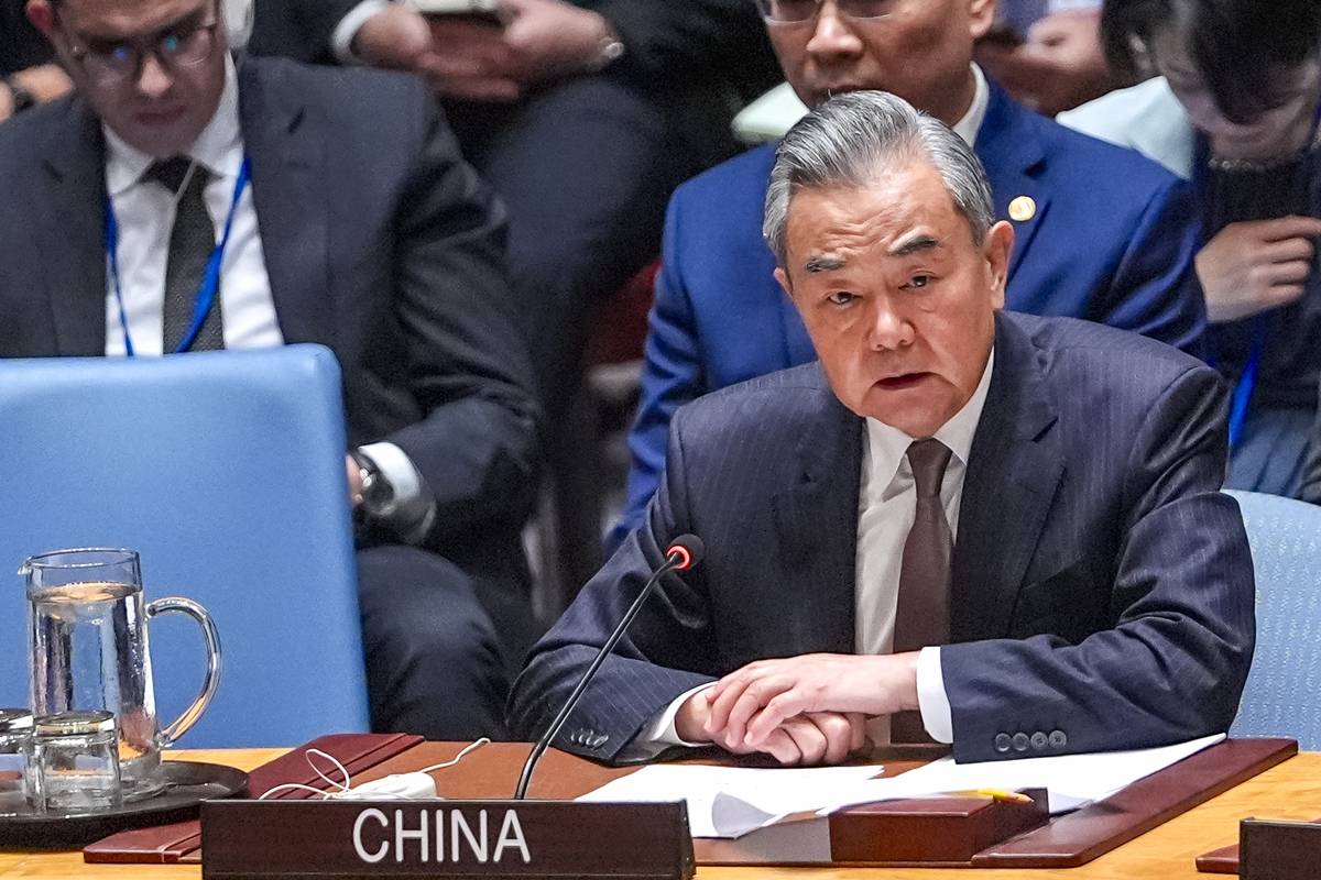 Foreign Minister of the People's Republic of China, Wang Yi speaks at a UN Security Council meeting on Palestine in New York, United States on September 27, 2024. [Selçuk Acar - Anadolu Agency]