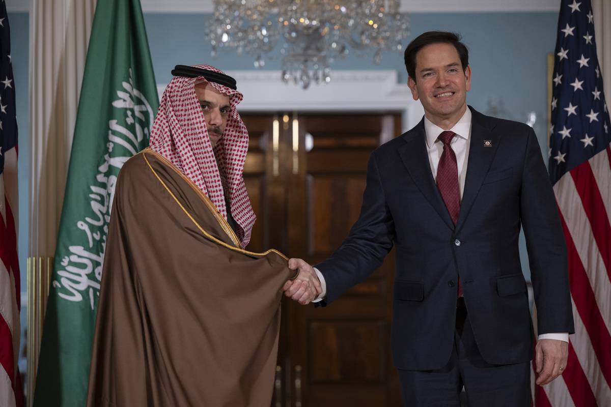 U.S. Secretary of State Secretary Marco Rubio (R) meets with Saudi Foreign Minister Faisal bin Farhan Al Saud (L) at the Department of State. in Washington, United States on April 9, 2025. [Celal Güneş - Anadolu Agency]