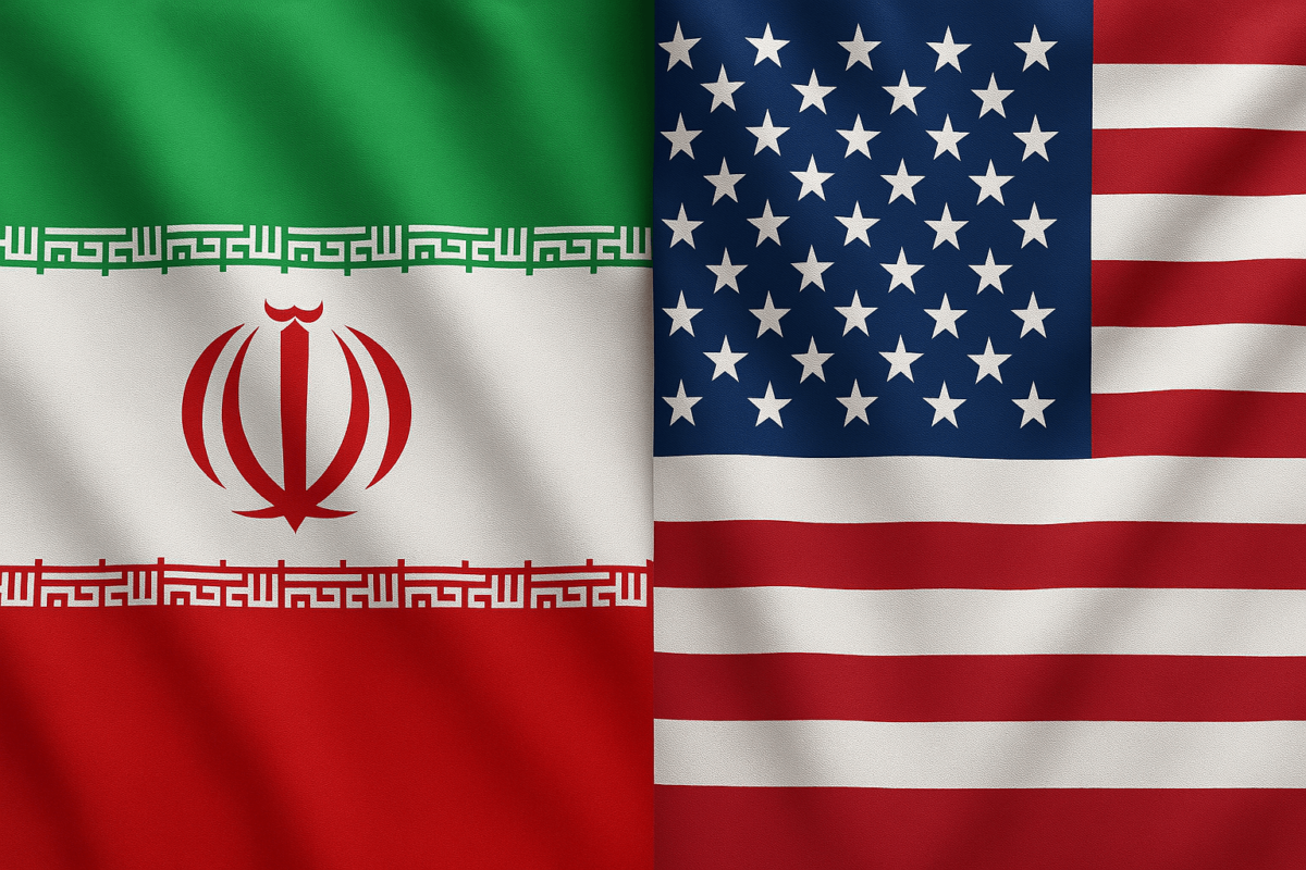 The flags of Iran and the United States displayed together [AI generated image]

