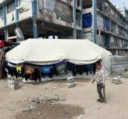 Palestinians use Gaza’s ruins to dry their laundry, on 11 April 2024 [Mohammed Asad/Middle East Monitor]