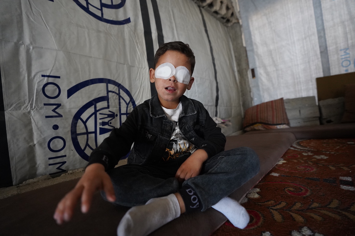 A 7-year-old Palestinian boy lost an eye when an unexploded ordnance exploded during Israeli attacks at the Jabalia Refugee Camp in Jabalia, Gaza on April 19, 2025. [Anas Zeyad Fteha/Anadolu via Getty Images]