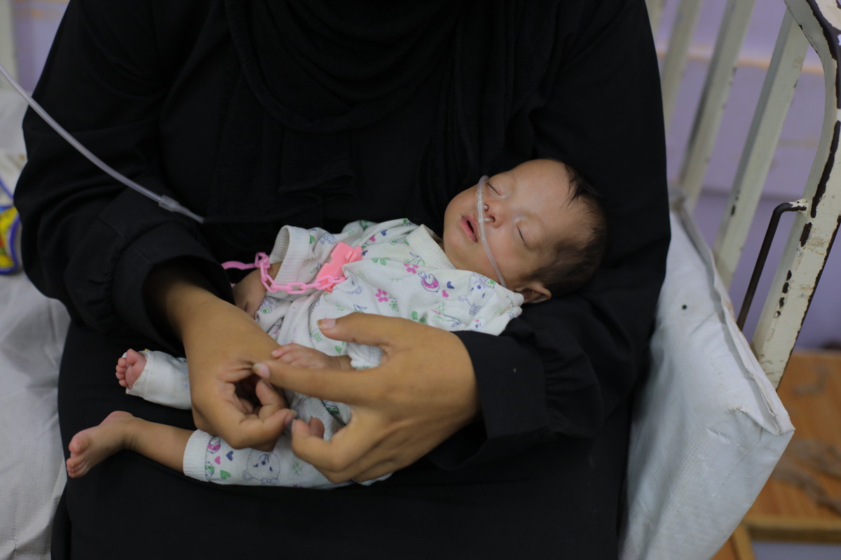 Severely malnourished children receive medical treatment at the Al-Aqsa Martyrs Hospital in Deir al-Balah, Gaza Strip, on August 20, 2025. [Hassan Jedi - Anadolu Agency]
