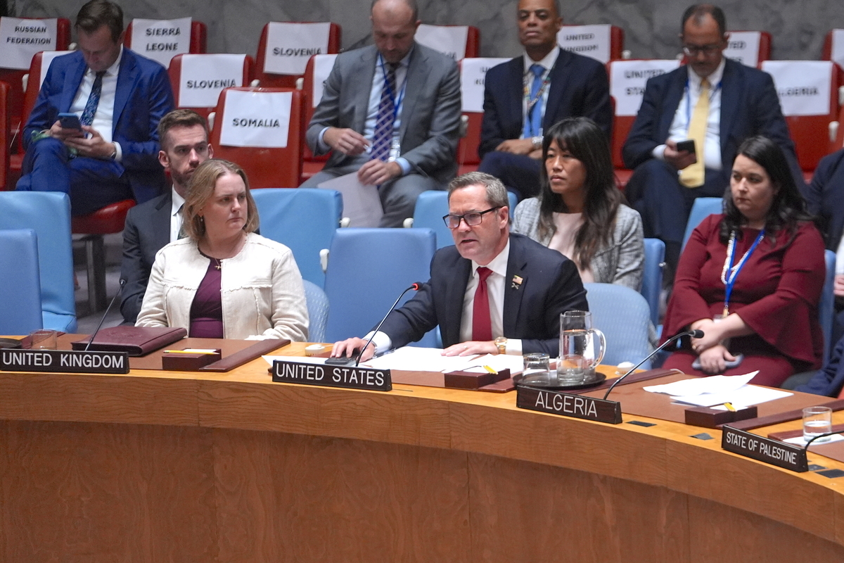 U.S. Ambassador to the United Nations Mike Waltz at a UNSC meeting on the situation in the Middle East on September 23, 2025, in New York City, USA. [Selçuk Acar - Anadolu Agency]