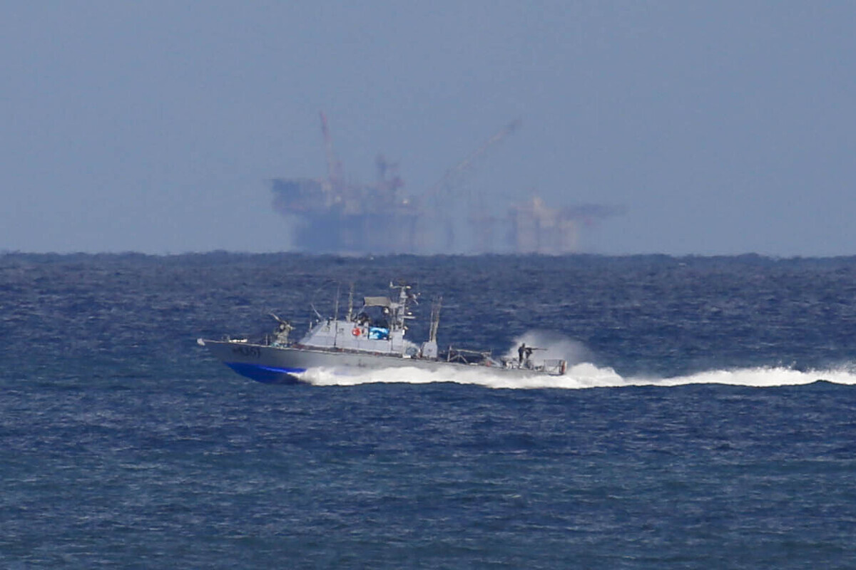 Israeli Army's boats patrol along the Gaza coast seen near Nuseirat, Gaza on September 06, 2025. [Stringer - Anadolu Agency]