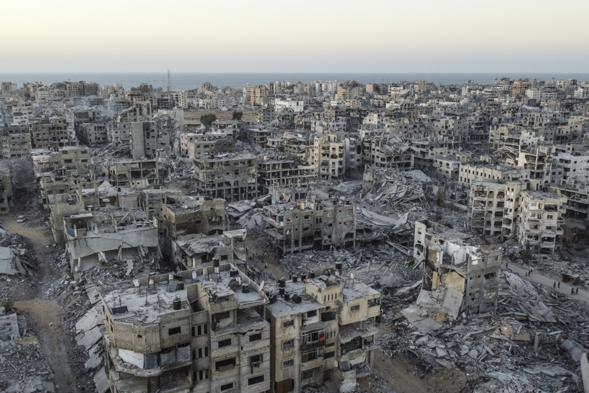 An aerial view from Sheikh Ridwan in Gaza City, Gaza, shows the heavy destruction left behind after the Israeli army withdraws following a ceasefire agreement, on October 25, 2025. [Mahmoud Abu Hamda - Anadolu Agency]