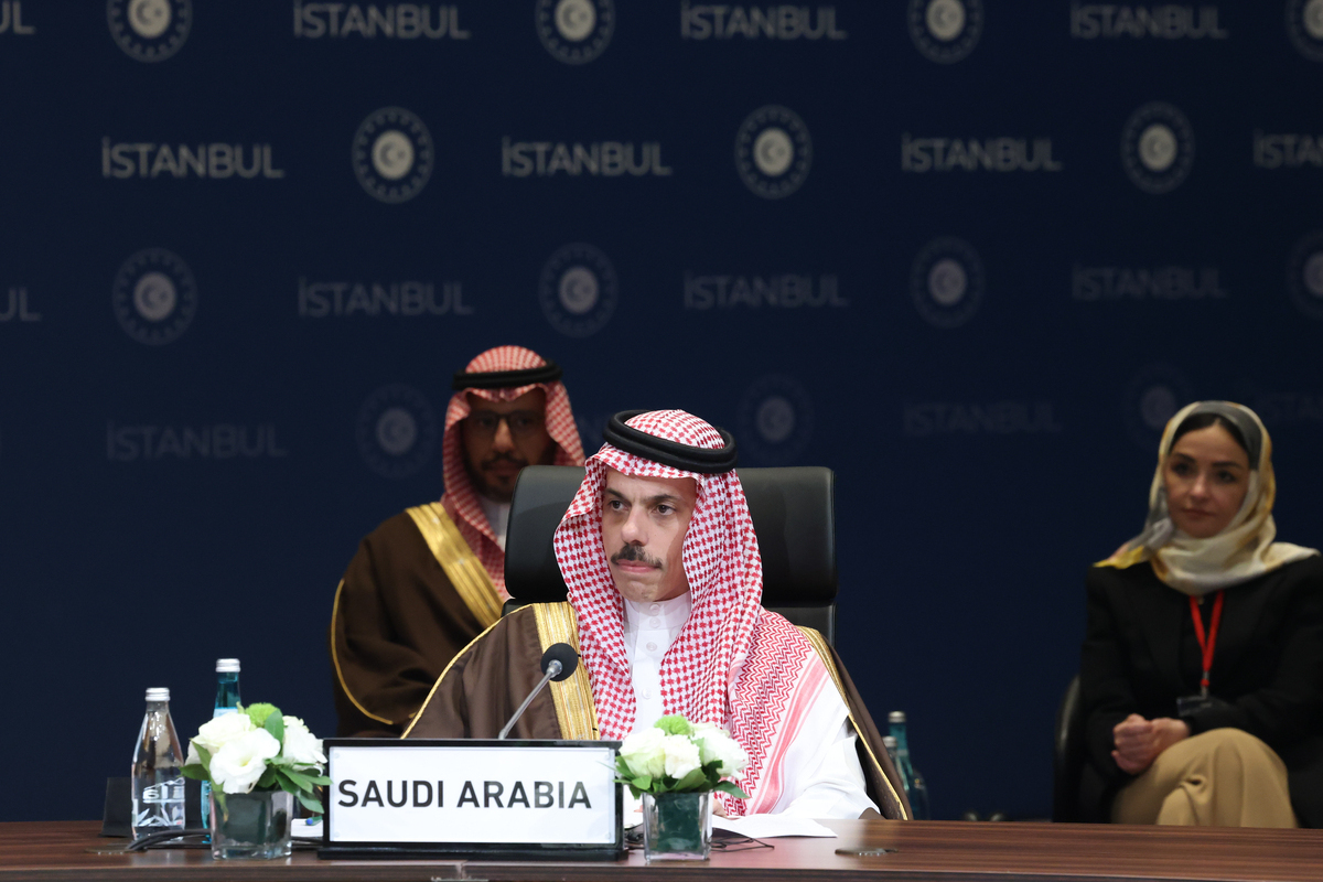 Saudi Arabia Foreign Minister Prince Faisal bin Farhan Al Saud in Istanbul, Turkiye, on November 3, 2025. ( Turkish Foreign Ministry / Handout - Anadolu Agency )