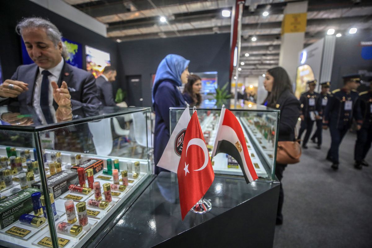 Visitors explore stands during 4th EDEX 2025 Egypt Defense Expo in Cairo, Egypt on December 2, 2025. [Mohamed Elshahed - Anadolu Agency]