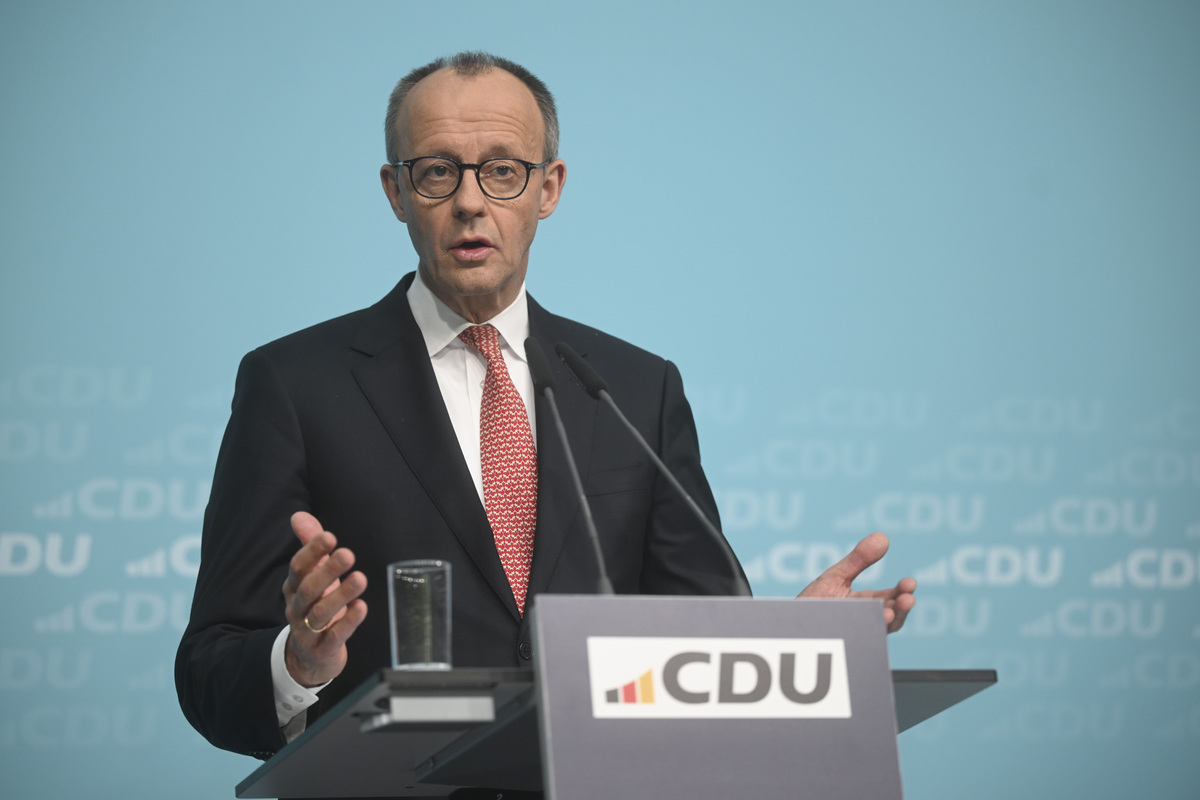 German Chancellor Friedrich Merz gives a speech in Berlin, Germany on January 19, 2026. [Halil Sağırkaya - Anadolu Agency]
