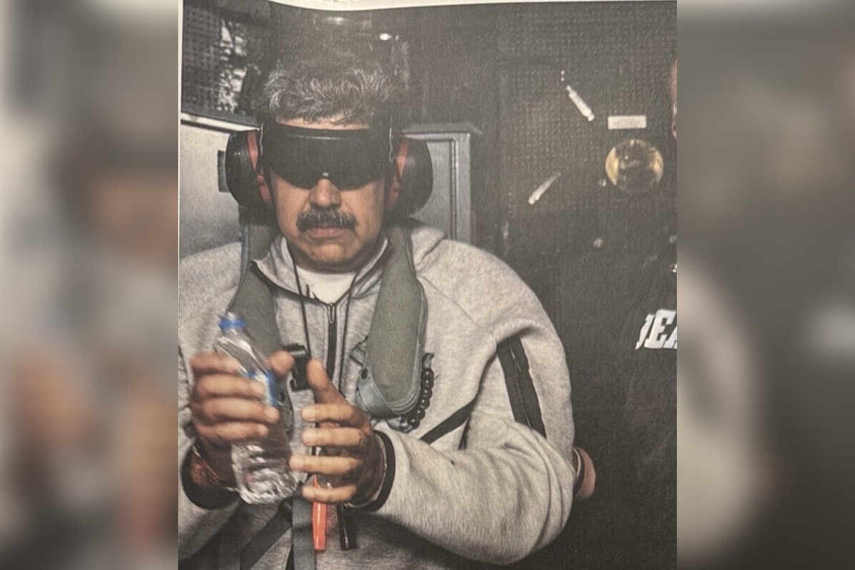 Venezuelan President Nicolas Maduro on board the USS Iwo Jima on January 3, 2026. [Donald Trump Truth Social - Anadolu Agency]