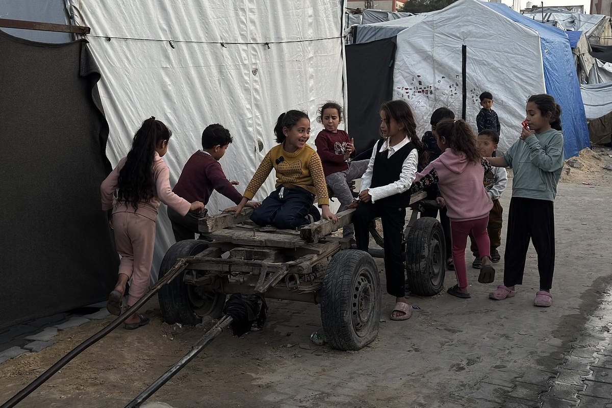 Palestinian children are seen under dire humanitarian conditions despite the ceasefire signed with Israel in Khan Yunis, Palestine on April 03, 2026. [Doaa Albaz - Anadolu Agency]