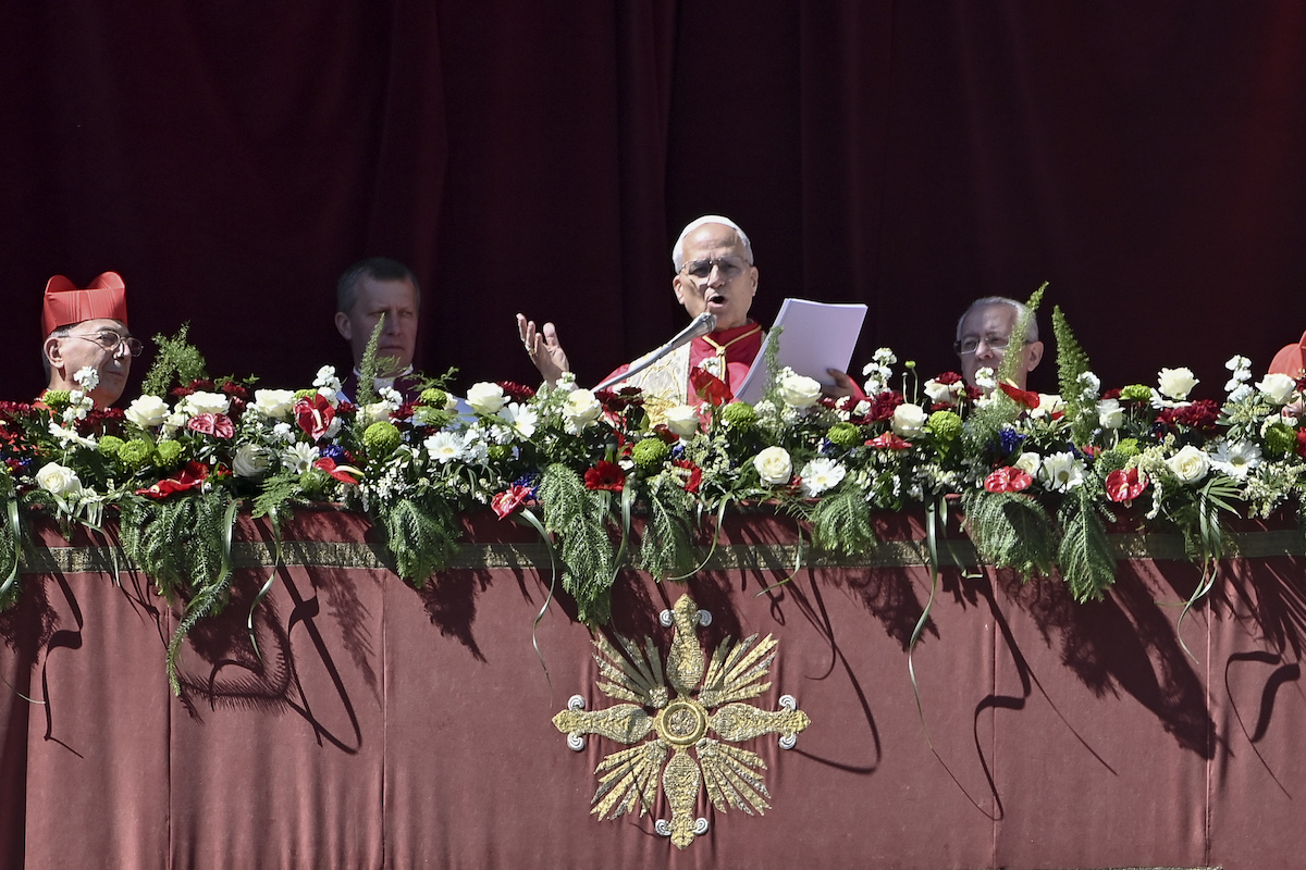 Pope Leo XIV delivers his “Urbi et Orbi” (to the City of Rome, and to the World) message from the central loggia of St. Peter’s Basilica after celebrating the Easter Mass in St. Peter’s Square at the Vatican, on April 05, 2026. [Isabella Bonotto - Anadolu Agency]