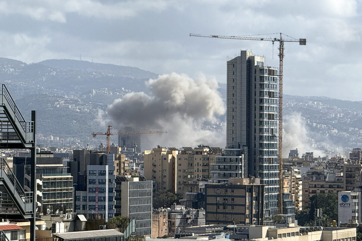 Smoke rises from the targeted sites after the Israeli army carried out eight airstrikes on the Dahieh district in the south of the Lebanese capital, Beirut, on April 05, 2026. [Ethem Emre Özcan - Anadolu Agency]