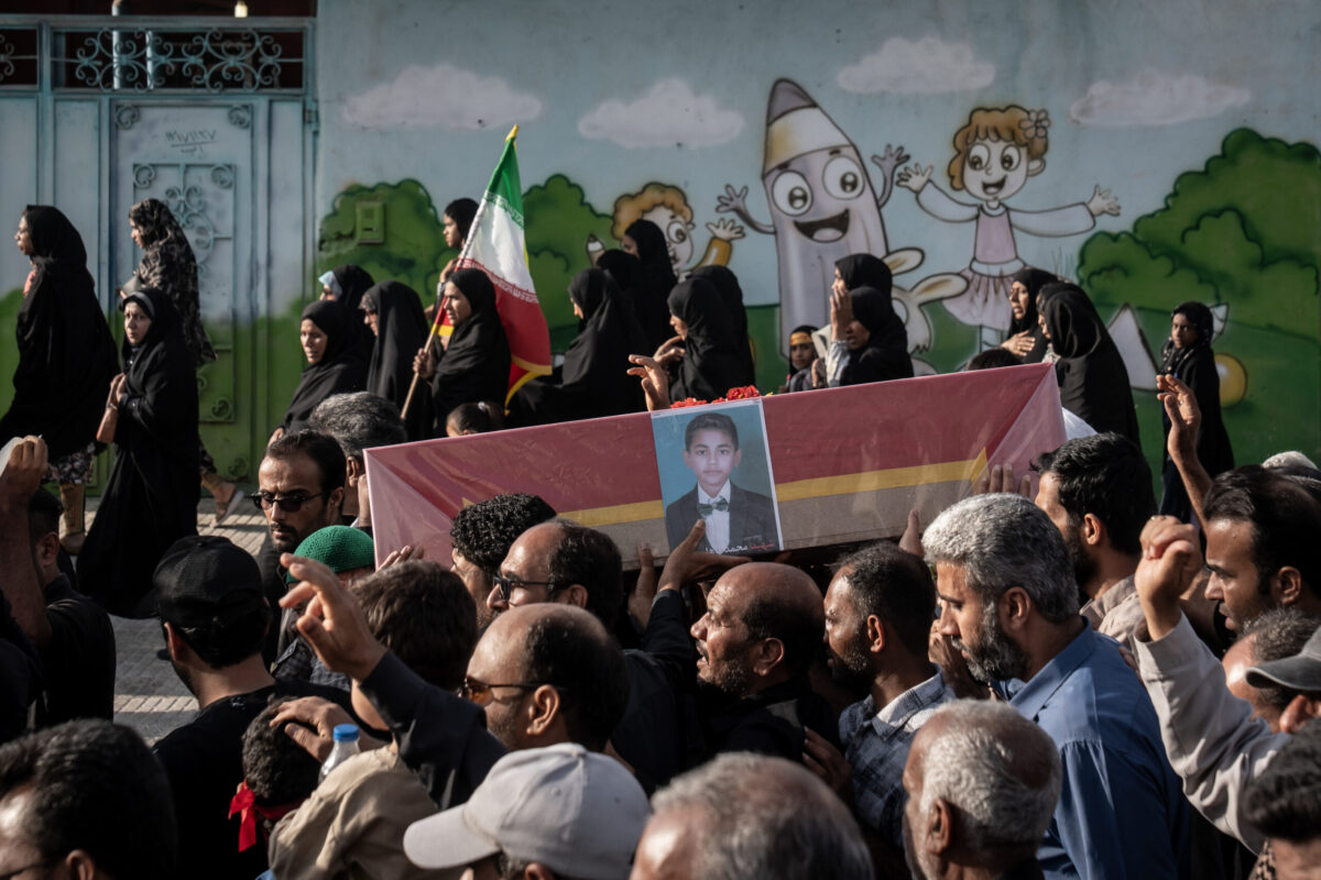 The funeral of Mohammad Taha Jafari, who lost his life in the bombing of Shajarat al-Tayyiba Primary School, is held in Minab, Iran, on March 30, 2026. [Hamid Vakili - Anadolu Agency]