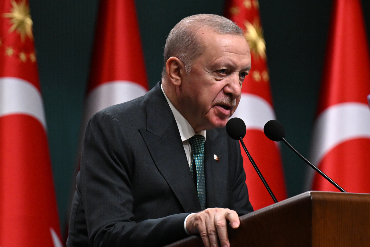 Turkish President Recep Tayyip Erdogan attends the cabinet meeting at the Presidential Complex in Ankara, Turkiye on April 06, 2026. [Mehmet Ali Özcan - Anadolu Agency]
