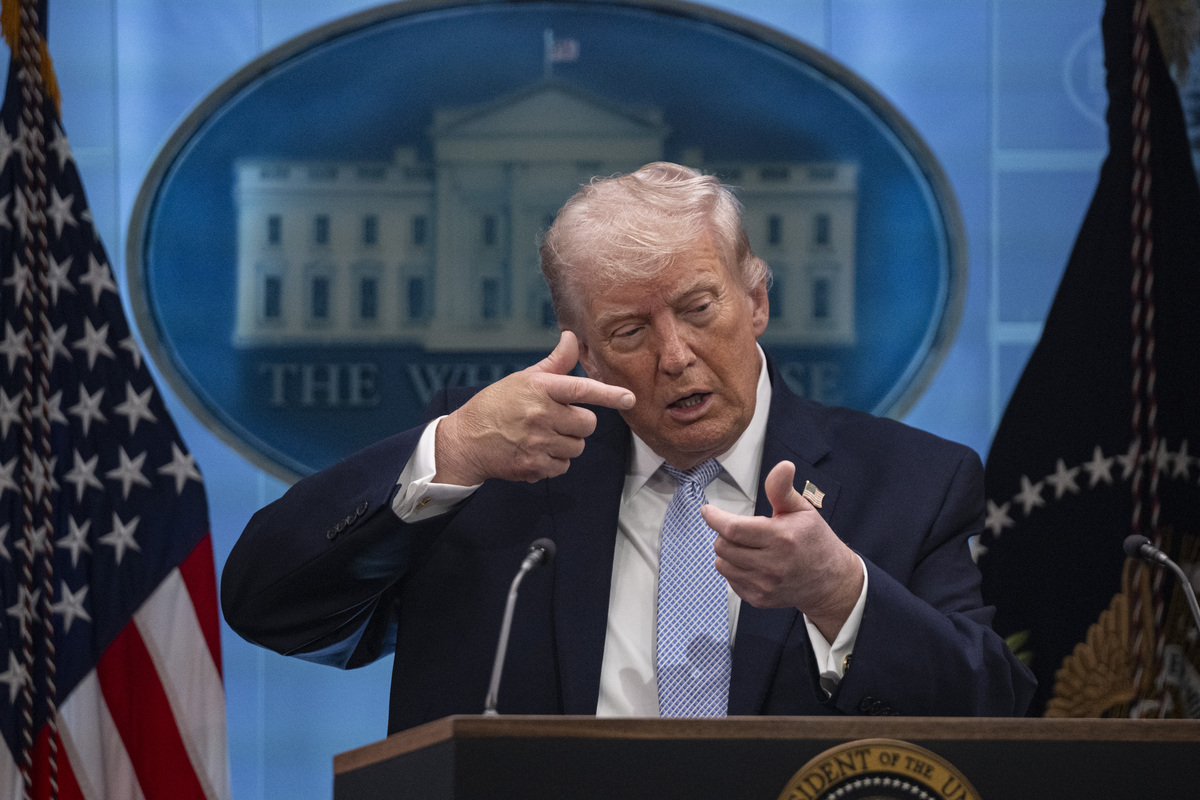 The United States President Donald Trump holds a Press Conference in the James S. Brady Press Briefing Room at the White House on April 6, 2026, in Washington DC, United States. [Celal Güneş - Anadolu Agency]