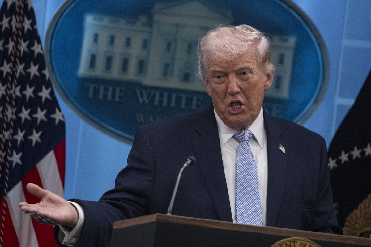 The United States President Donald Trump holds a Press Conference in the James S. Brady Press Briefing Room at the White House on April 6, 2026, in Washington DC, United States. [Celal Güneş - Anadolu Agency]