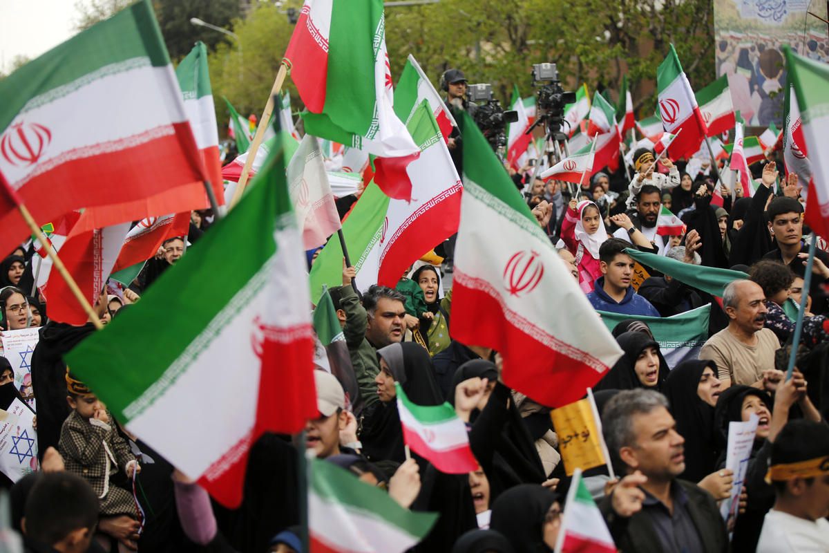 People attend a demonstration for students killed in US-Israeli attacks on Iran, in Tehran, Iran on April 07, 2026. [Fatemeh Bahrami - Anadolu Agency]