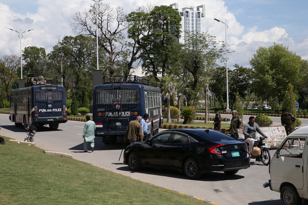 A view of heightened security measures in Islamabad, Pakistan, where several roads are closed to traffic ahead of talks scheduled to address key issues, including a temporary ceasefire agreement between the United States and Iran, on April 09, 2026. [Muhammed Semih Uğurlu - Anadolu Agency]