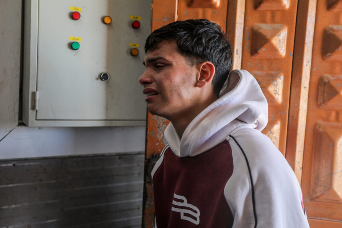 The bodies of Mahmoud al-Faqawi and Mohammed Shallouf, who were killed in an Israeli drone strike, are brought to Nasser Hospital in Khan Yunis, southern Gaza Strip, Palestine on April 13, 2026. [Abed Rahim Khatib - Anadolu Agency]