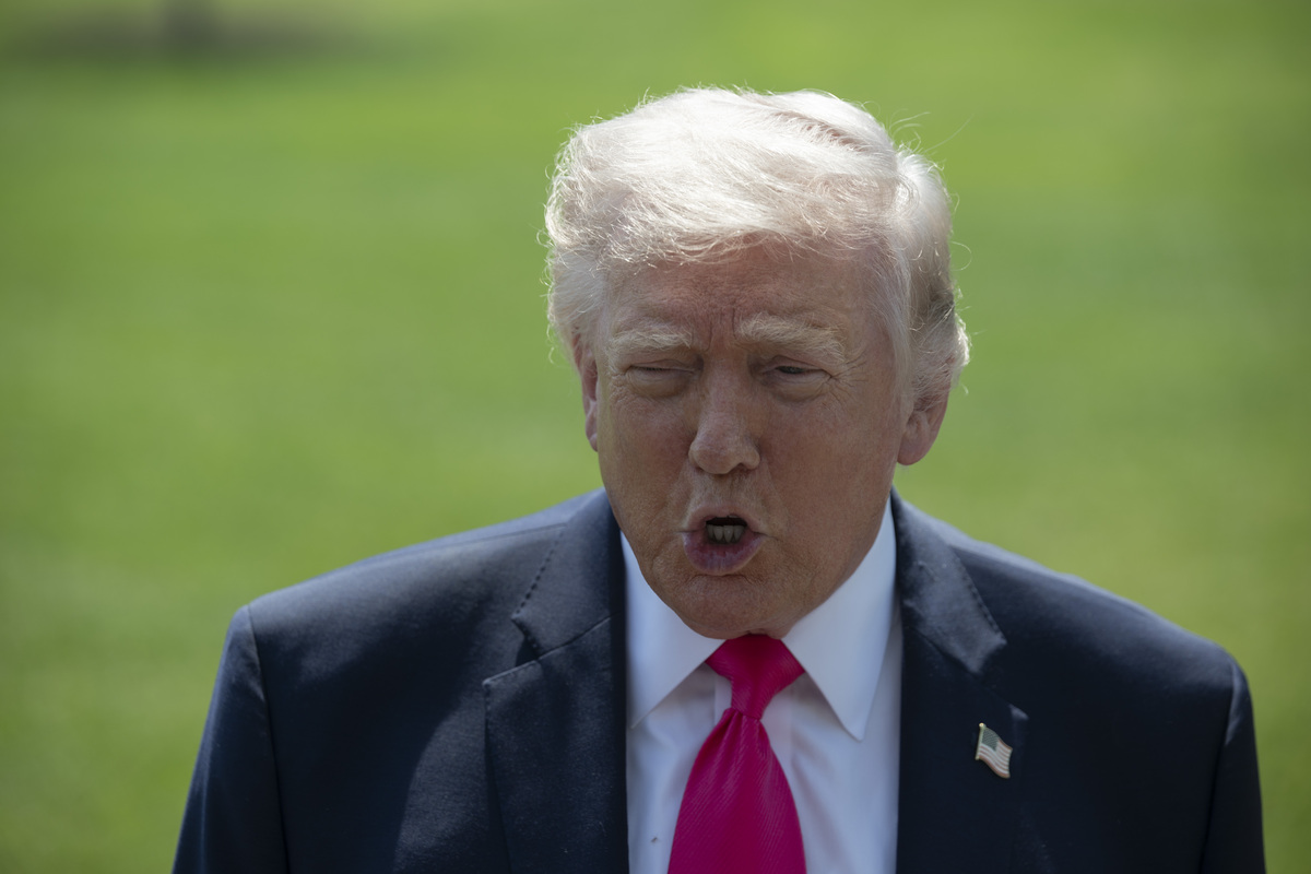 United States President Donald Trump speaks to the Press before departs at the White House to Las Vegas, Nevada on April 16, 2026, in Washington DC. [Celal Güneş - Anadolu Agency]