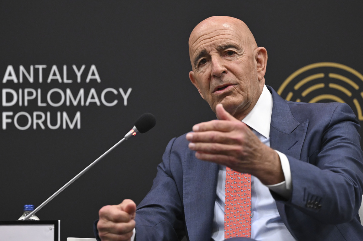 Ambassador to the Republic of Turkiye and Special Envoy for Syria, U.S. Thomas J. Barrack attends ADF2026 Talks within Antalya Diplomacy Forum, held under the theme of 'Mapping Tomorrow, Managing Uncertainties' in Antalya, Turkiye on April 17, 2026. [Utku Uçrak - Anadolu Agency]