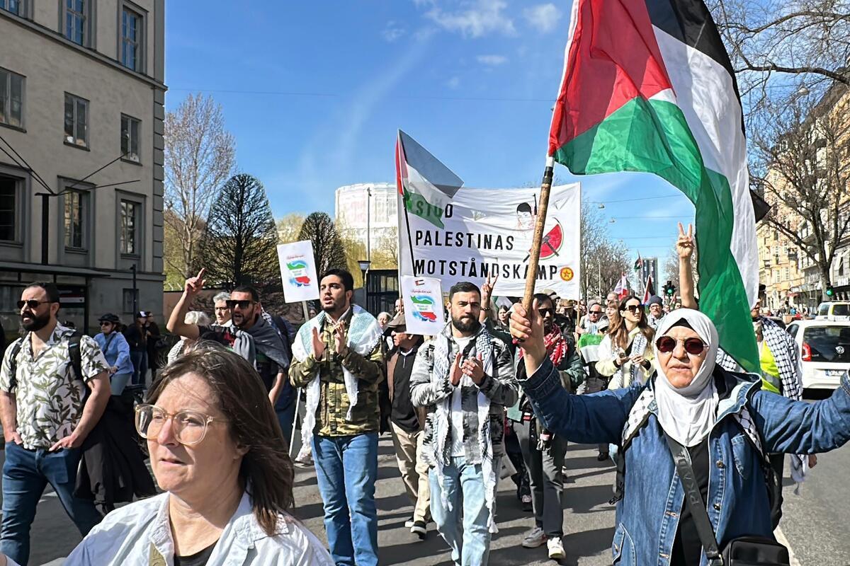 A protest held against Israel's plans to annex the West Bank and its attacks on Lebanon in Stockholm, Sweden on April 18, 2026. [Atila Altuntaş - Anadolu Agency]