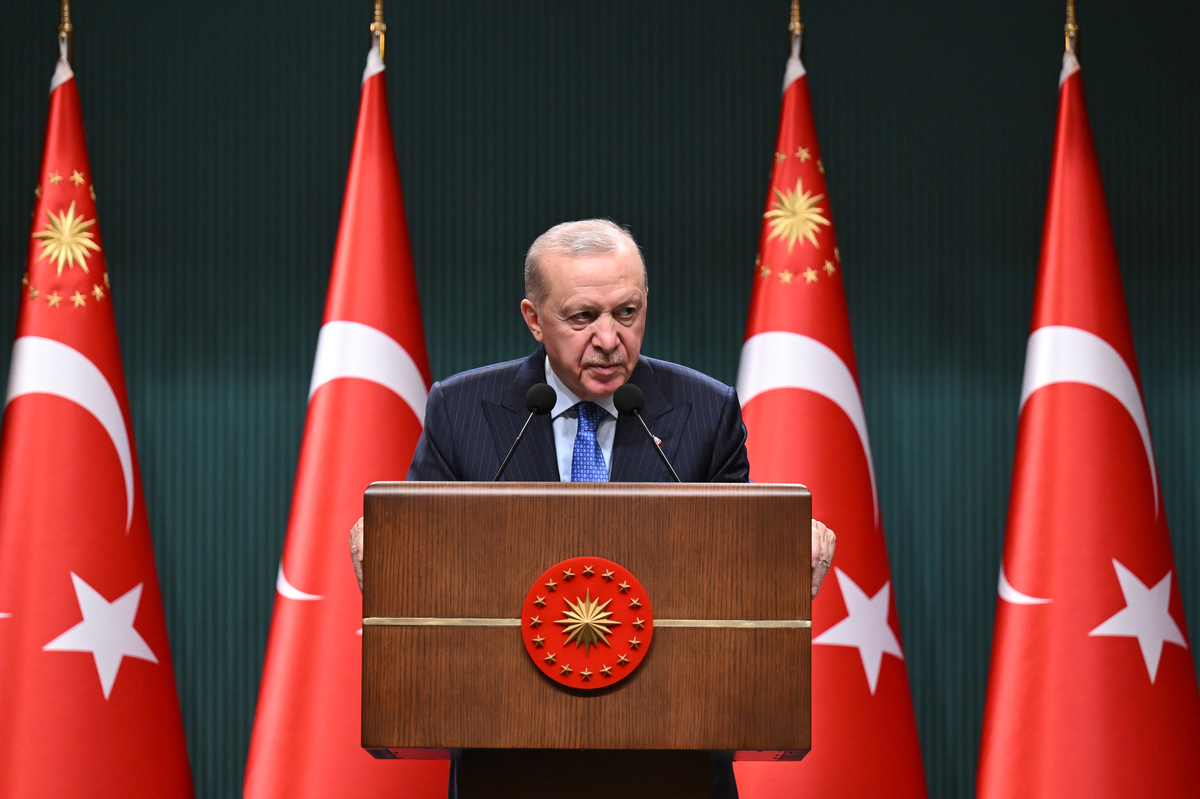 Turkish President Recep Tayyip Erdogan gives a speech in Ankara, Turkiye on May 4, 2026. [Mehmet Ali Özcan - Anadolu Agency]
