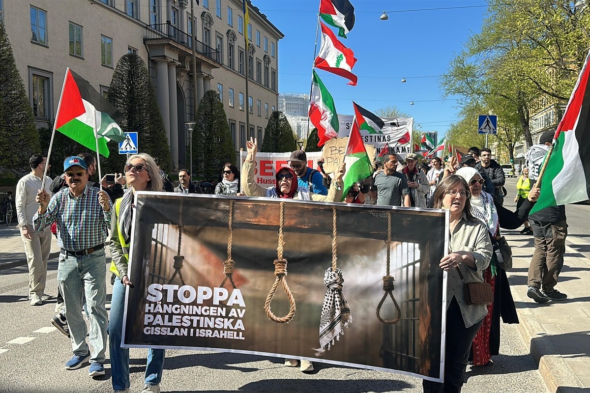 Protesters rally in Stockholm against Israeli attacks on Gaza and Lebanon