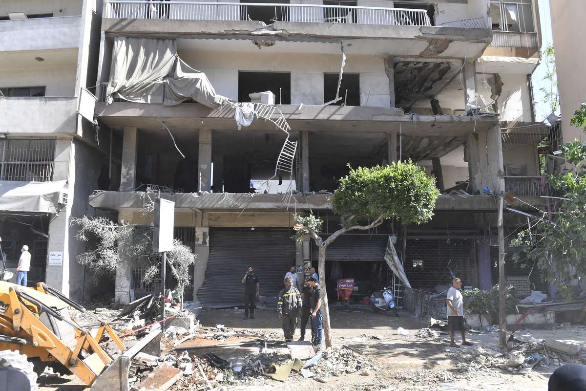 Debris and heavily damaged buildings are seen following an Israeli airstrike on the Dahieh district in Beirut, Lebanon on June 14, 2026. [Houssam Shbaro - Anadolu Agency]