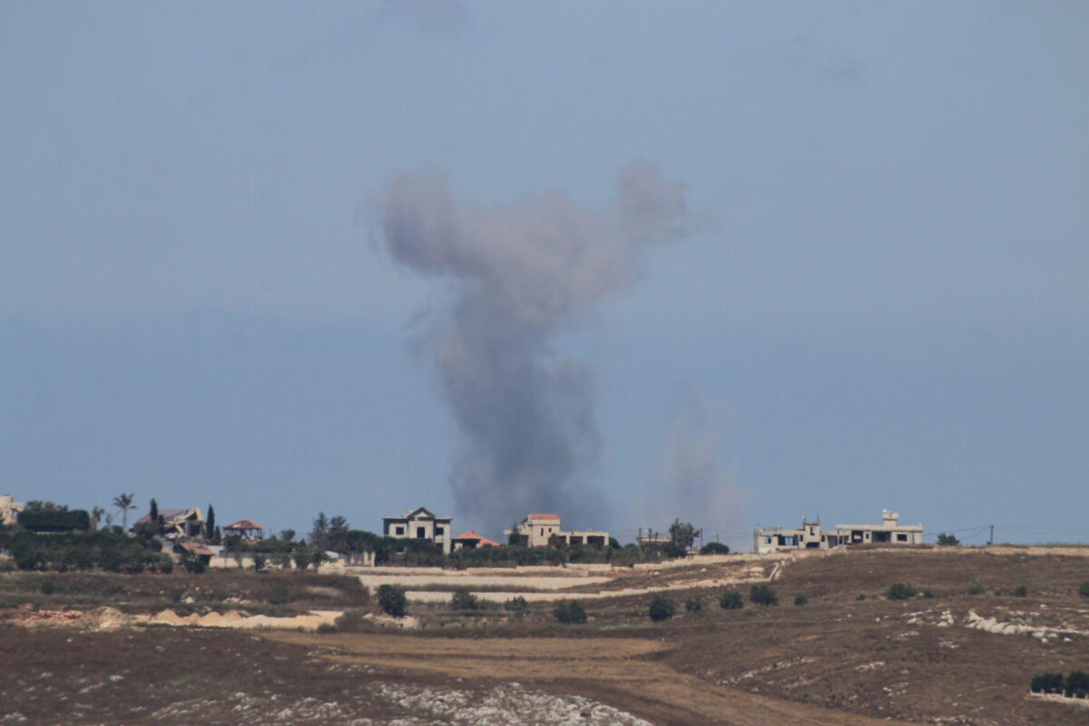 Smoke rises from the town of Kfar Tebnit and the Ali al-Tahir hill area in the Nabatieh Governorate of southern Lebanon following Israeli airstrikes on June 19, 2026. [Ramiz Dallah - Anadolu Agency]