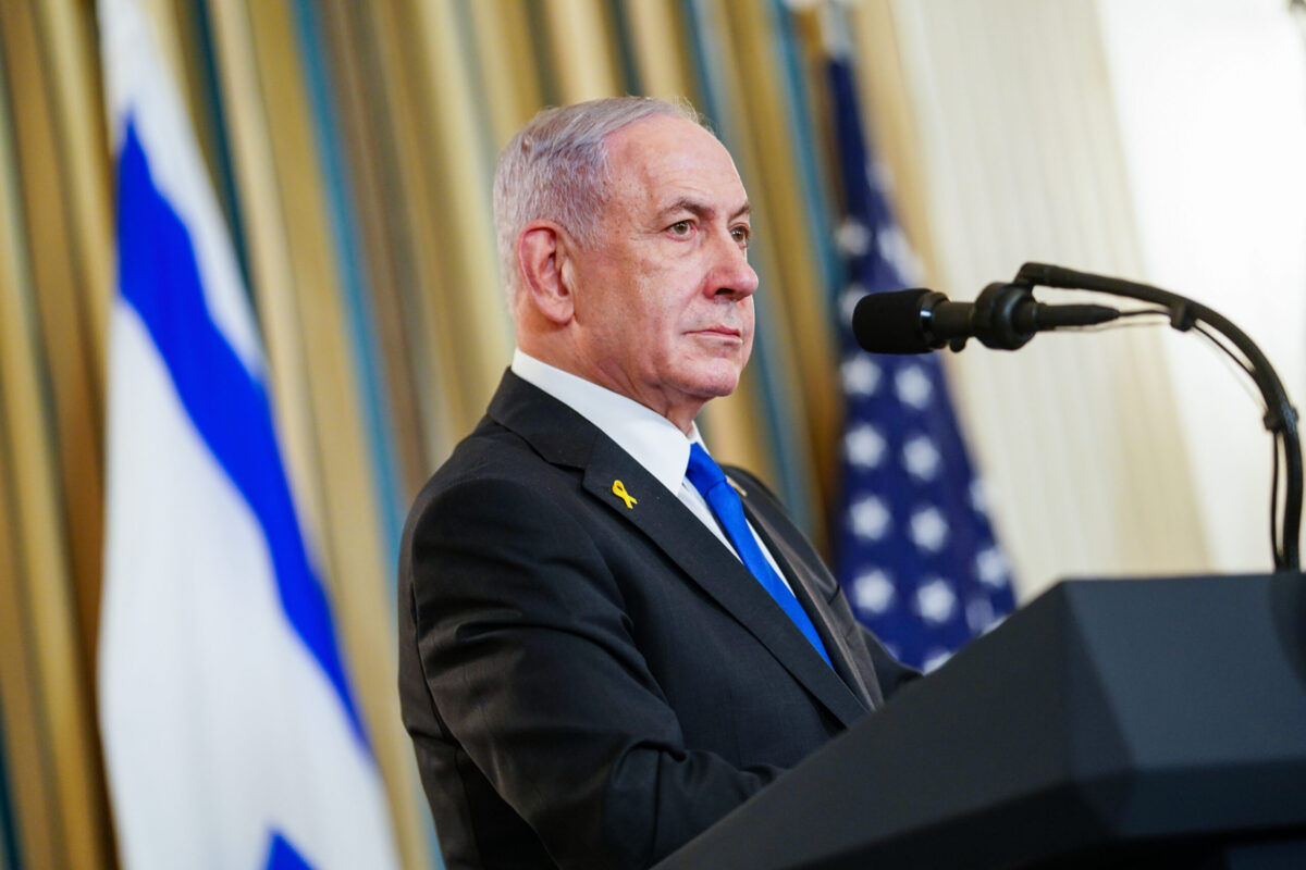 Israeli Prime Minister Benjamin Netanyahu gives a speech in Washington, DC on September 29, 2025. [Will Oliver/EPA/Bloomberg via Getty Images]