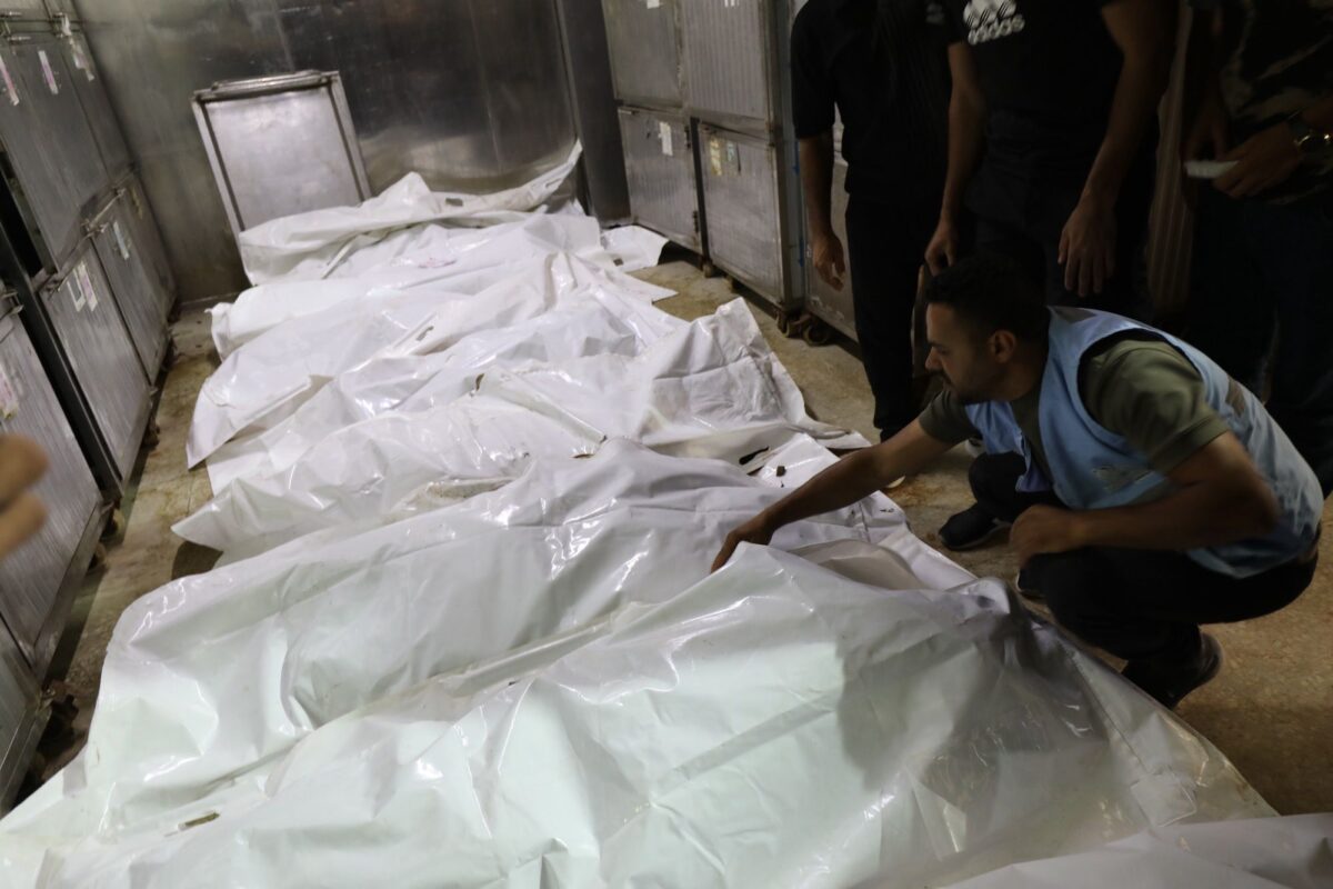 The bodies of Palestinians who lost their lives in overnight Israeli airstrikes are seen during a funeral ceremony in Gaza City, Palestine, on June 04, 2026 [Mohammed Asad/Middle East Monitor]