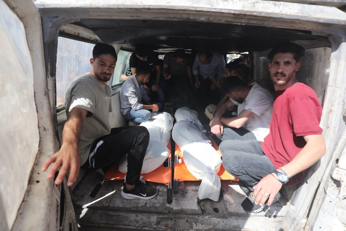 The bodies of Palestinians who lost their lives in overnight Israeli airstrikes are seen during a funeral ceremony in Gaza City, Palestine, on June 04, 2026 [Mohammed Asad/Middle East Monitor]