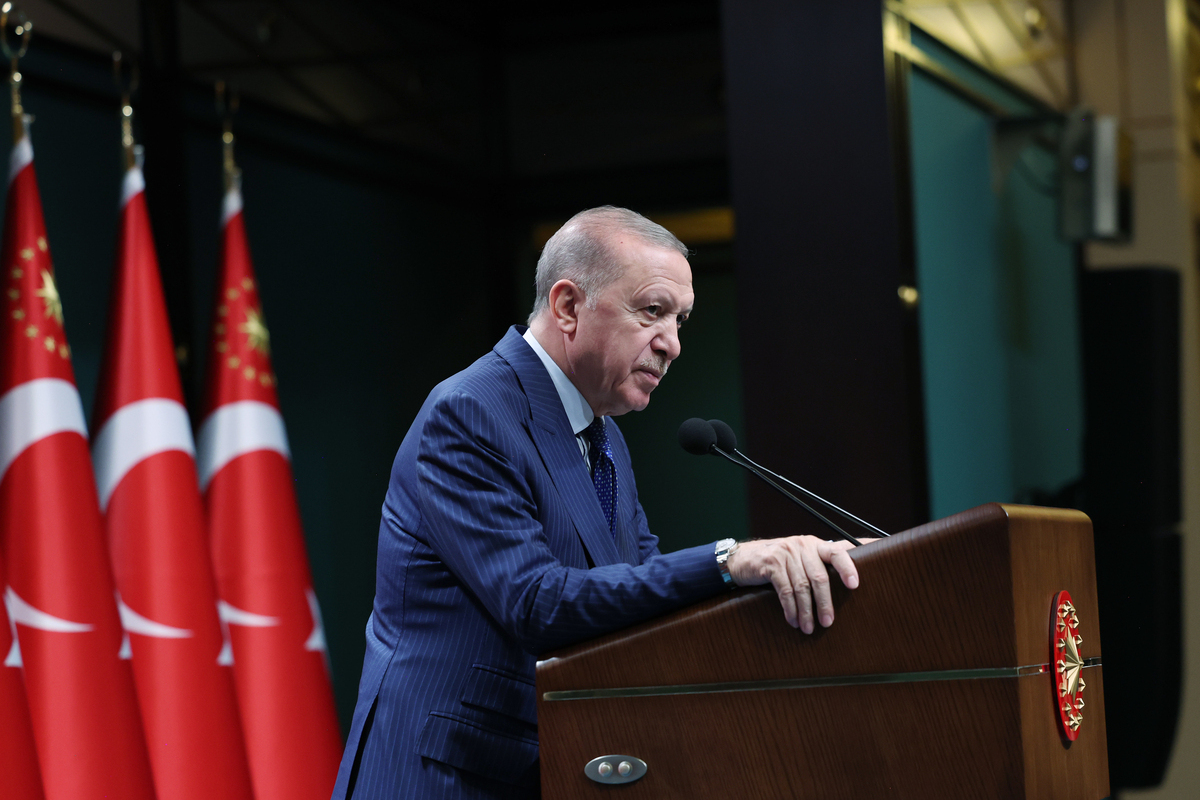 Turkish President Recep Tayyip Erdogan makes statements following a Presidential Cabinet meeting at the Presidential Complex in Ankara, Turkiye, on June 30, 2026. [TUR Presidency / Murat Kula - Anadolu Agency]