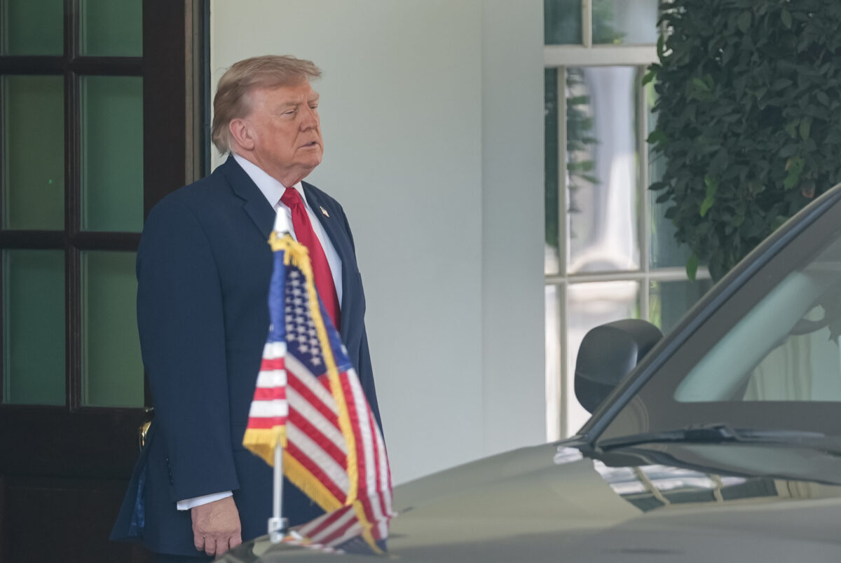 US President Donald Trump welcomes Iraqi Prime Minister Ali al-Zaidi (not seen) upon his arrival at the White House in Washington, D.C., United States, on July 14, 2026. [Mehmet Eser - Anadolu Agency]